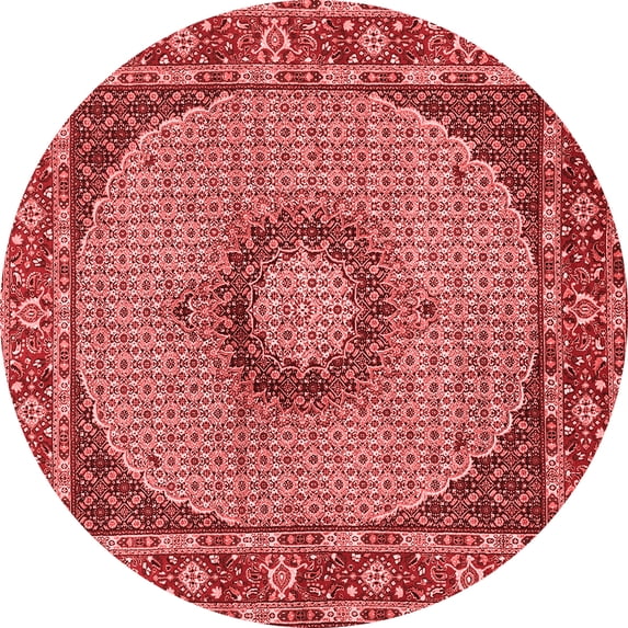 Ahgly Company Indoor Round Medallion Red Traditional Area Rugs, 8' Round