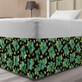 thumbnail image 1 of Floral Bed Skirt, Continuous Blossom Flowers in Nature Tones Pastel Meadow Plants Pattern, Elastic Bedskirt Dust Ruffle Wrap Around for Bedding Decor, 4 Sizes, Charcoal Grey and Green, by Ambesonne, 1 of 2