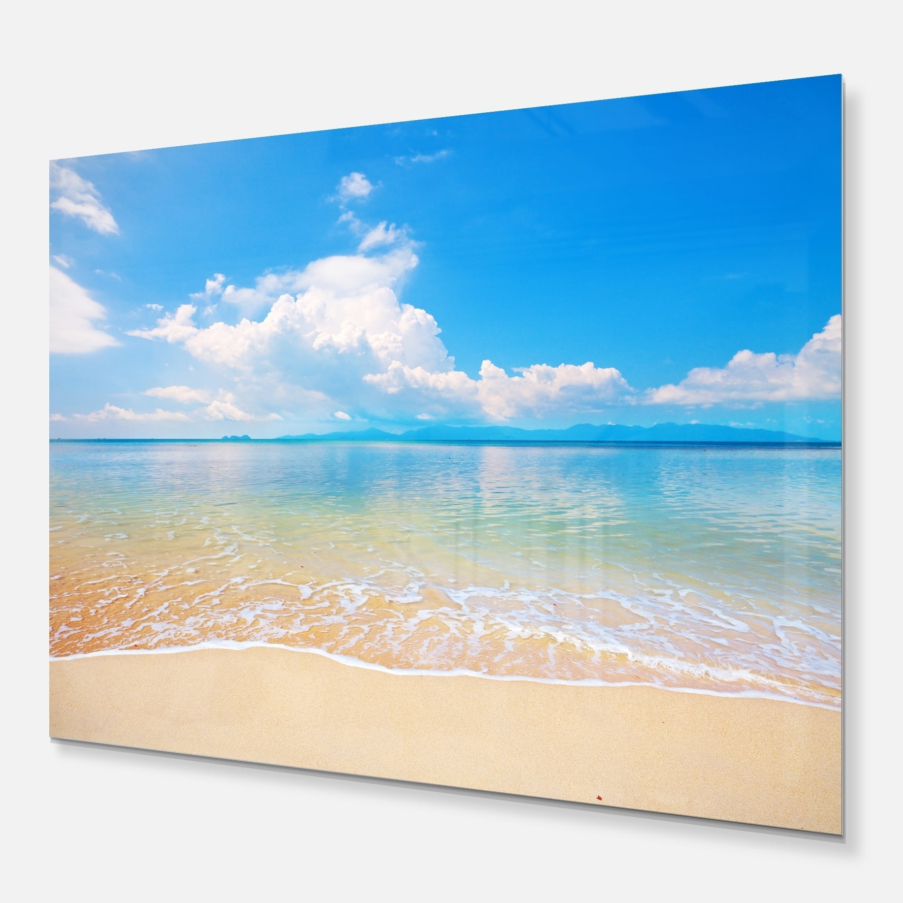 Designart 'Large Clouds Over Calm Beach' Metal Wall Art
