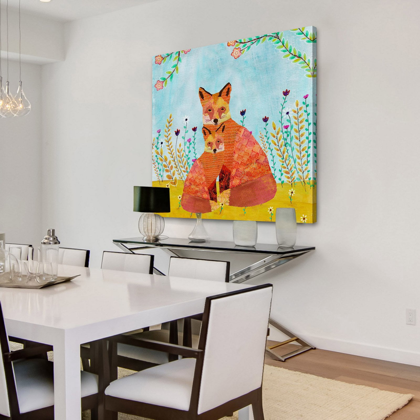 Marmont Hill "Autumn Foxes" by Sascalia Painting Print on Wrapped Canvas