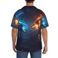 thumbnail image 3 of Hirioo Red And Blue Fire Dragon C for Men's Cuban Collar Short Sleeve Shirt Button Down Shirt Beach Summer Shirts Wedding Vacation Shirts-Large, 3 of 5