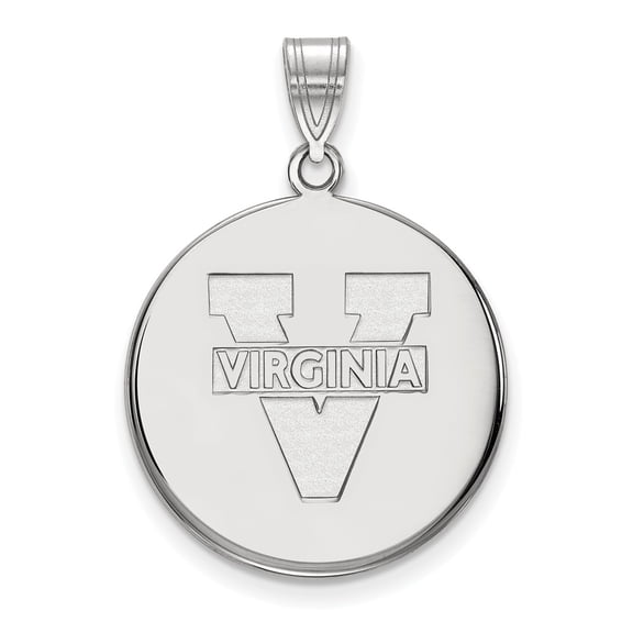 Sterling S. Rh-plated LogoArt University of Virginia Large Disc Pendant; for Adults and Teens; for Women and Men