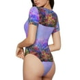 thumbnail image 3 of Easygdp Colorful Purple Cosmos Flower Women's One-Piece Swimsuit Slim Fit Crew Neck Bodysuit Athletic Swimwear with Concealed Buckle - Large, 3 of 9