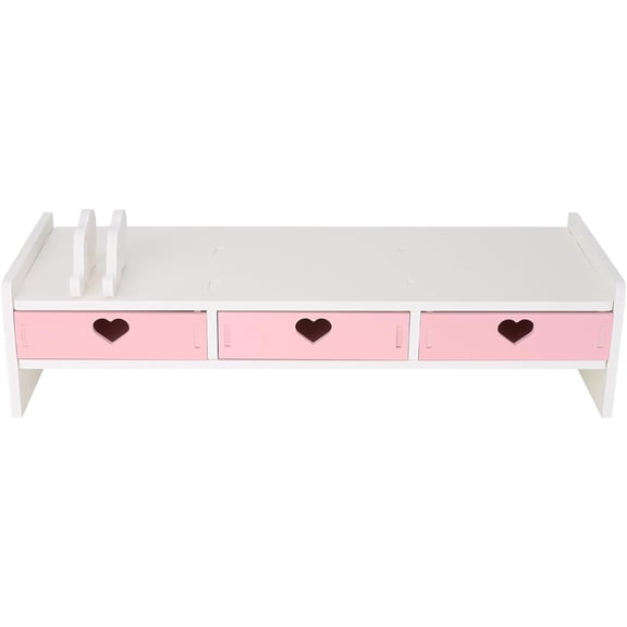 Cute Monitor Stand Kawaii Desk Organizer Cute Desk Organizer with Drawers Monitor Riser Computer Stand