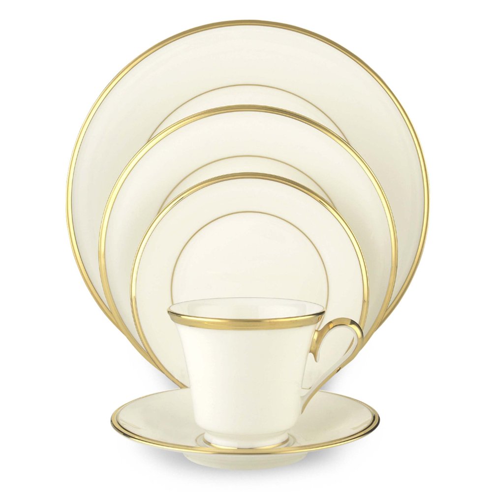 Lenox Eternal White Gold Banded Bone China 5 Piece Place Setting