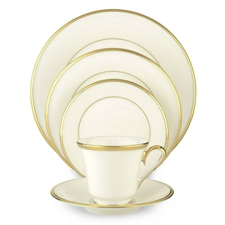 - Lenox Eternal White Gold-Banded Bone China 5-Piece Place Setting, Service for 1