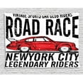 thumbnail image 1 of Car Tapestry, Vintage Sports Road Race Legendary Riders Hand Lettering with Grunge Effect, Wall Hanging for Bedroom Living Room Dorm Decor, 60W X 40L Inches, Vermilion and Black, by Ambesonne, 1 of 2