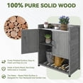 thumbnail image 4 of YODOLLA Potting Bench, Wooden Outdoor Storage Cabinet with Adjustable Shelf, Patio Storage with Metal Tabletop, Potting Table for Garden, Patio and Lawns, Gray, 4 of 7