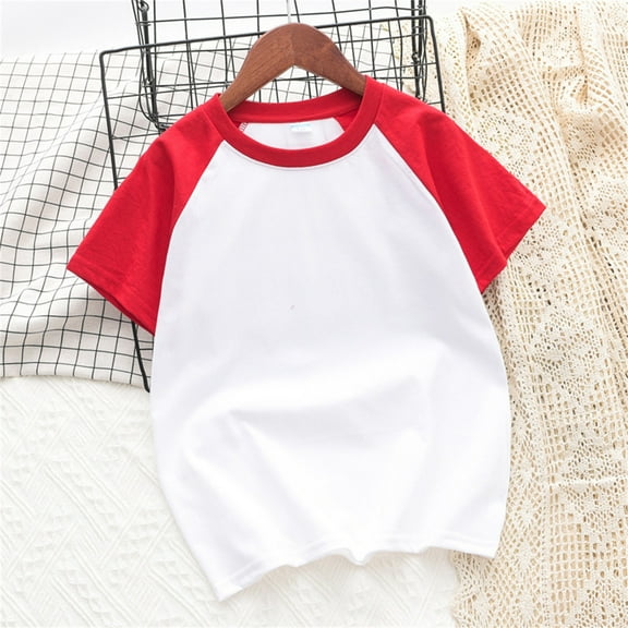piuwrlz Toddler Kids Boys Girl Short Sleeve Sweatshirt Solid Color Cotton Undershirt Half Sleeve Undershirt Red Size 140