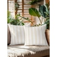thumbnail image 2 of Waterproof Outdoor Throw Pillows with Inserts 16"x16" Set of 2, Cream Striped Soft Decorative Pillowcases for Couch Bedroom, Modern Farmhouse Cream White Stripes Pillow Covers for Sofa Living Room, 2 of 8