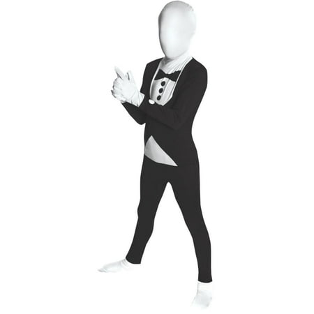 Boys Black & White Morph Suit Tuxedo Bodysuit Halloween Costume M 8-10