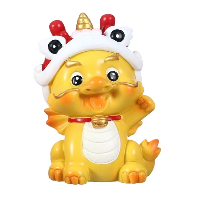 maskred Resin Dragon Decoration Add Charm To Home With Dragon Decoration Multiple Styles And Colors Yellow Dancing Lion 1Set