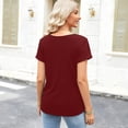 thumbnail image 5 of WULMLEO Womens Sexy Deep V Neck T Shirts Summer Oversized Short Sleeve Tee Tops Wine S, 5 of 5