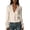 White, variant on Pleated Back Flared Ruffle Cuff Blouse Pointed Collar Split V Neck Crinkle Textured Long Sleeve Solid Elegant Top for Women S-XXL