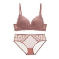 thumbnail image 2 of Gibobby Conjunto Lencería Tanga Y Bralette Ropa interior francesa Sentido femenino Encaje Algodón Sin anillo de Conjunto de sujetador(Rosa, 70A), 2 of 4