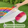 thumbnail image 5 of Colorful Rainbow Tie Dye Spiral Pattern Round Fitted Tablecloth with Elastic Edge,Dining Table Cover Waterproof,Outdoor Round Tablecloth for Camping,Dining,Indoor and Outdoor, 5 of 7