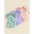 thumbnail image 3 of BemeyourBBs Newborn Baby Girls Summer Clothes Infant Baby Girl 2 Piece Outfit Daisy Bib Overalls Set Short Sleeve Rib Knit Romper With Flower Print Suspender Shorts Set Pockets, 3 of 9