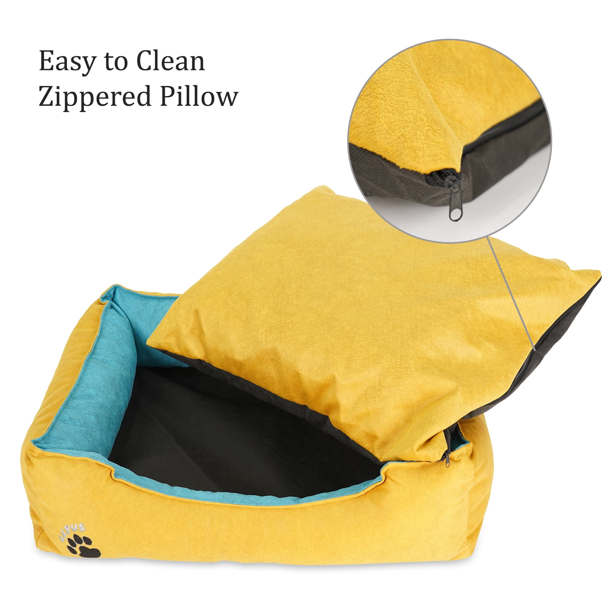 SUSSEXHOME Pets 23.5 x 17.3 x 7 Inches Washable Dog Bed for Medium Dogs - Durable Waterproof Sofa Dog Bed with Sides - (CAMEL)