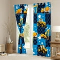 thumbnail image 3 of Homewish Boys Girls Yellow Truck Black Out Curtains,Cartoon Car Curtains Pack of 2 (42x63 Each),Geometric Plaid Grid Bedroom Curtains,Super Cozy Room Decor, 3 of 6