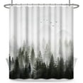 thumbnail image 3 of Green Misty Forest Shower Curtain, Rustic Shower Curtain Green Mountain Birds Tree Art Nature Woodland Summer Shower curtains for Bathroom Decorative Bath Curtains 72x72 Water Repellent Waffle Fabric, 3 of 6