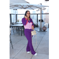 thumbnail image 2 of Aomice Women's 2 Piece Tracksuit Set Zip Up Jacket Flare Leg Pants | Color Block Matching Set with Zip Up Jacket and High Waist Flare Pants for Casual, Travel and Everyday Wear-Purple Pink-2XL, 2 of 8