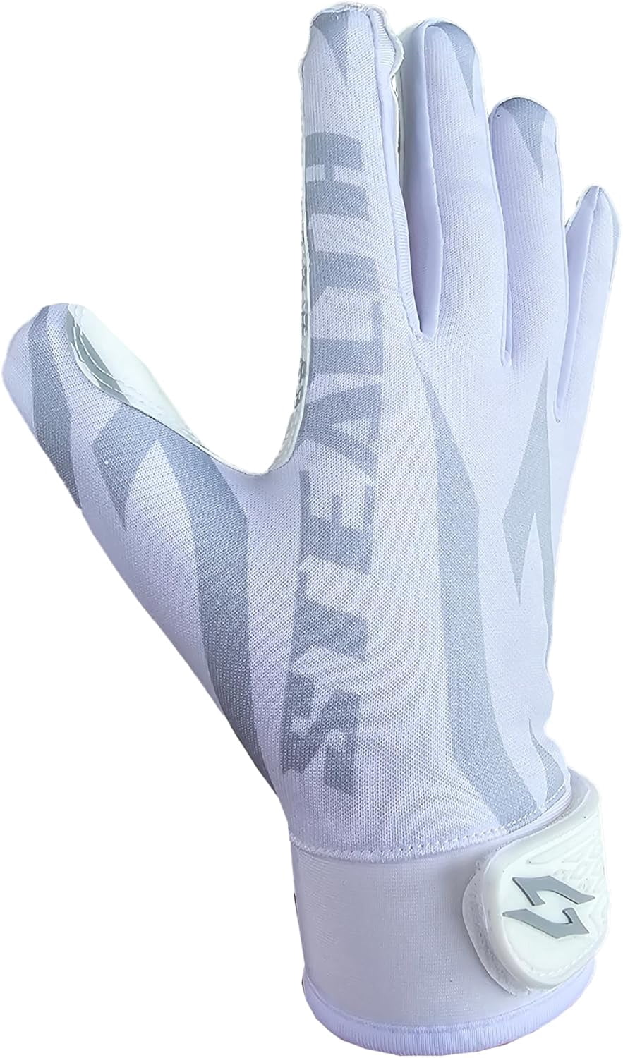 Stealth Football Receiver Gloves White - Battle College Lineman Football Receiver Gloves Be a Villain Not a Joker Adult Men Youth Boys Small to XXL Sizes