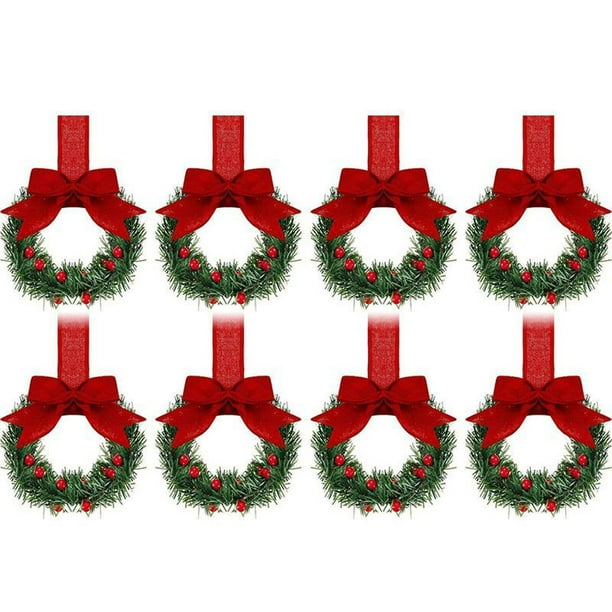 Christmas Kitchen Cabinet Wreaths With Ribbon 3.94 Inch Mini Christmas Wreath Small Kitchen Xmas Decor For Window Door