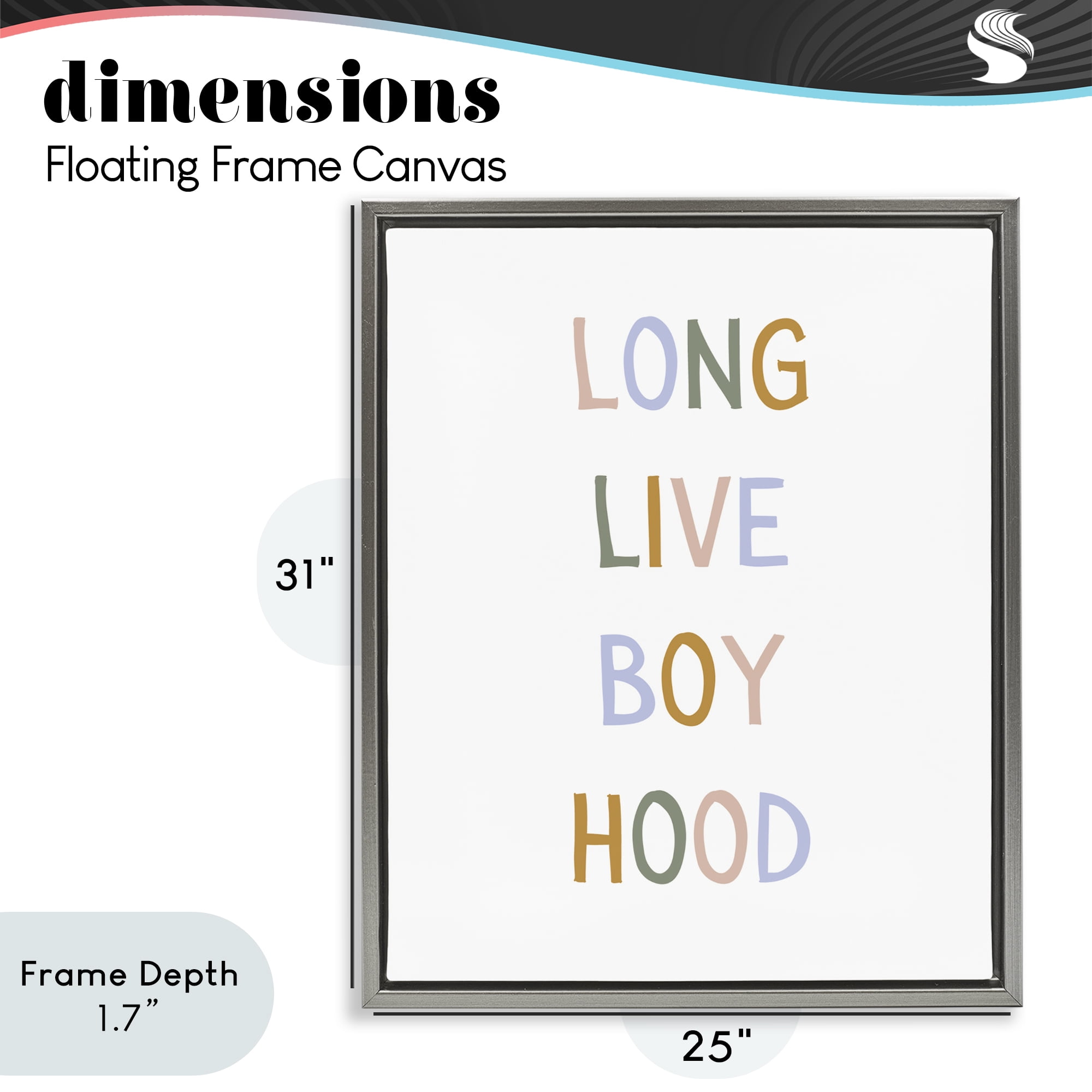 Stupell Industries Long Live Boy Hood Gray Framed Floater Canvas Wall Art, design by Katie Griggs