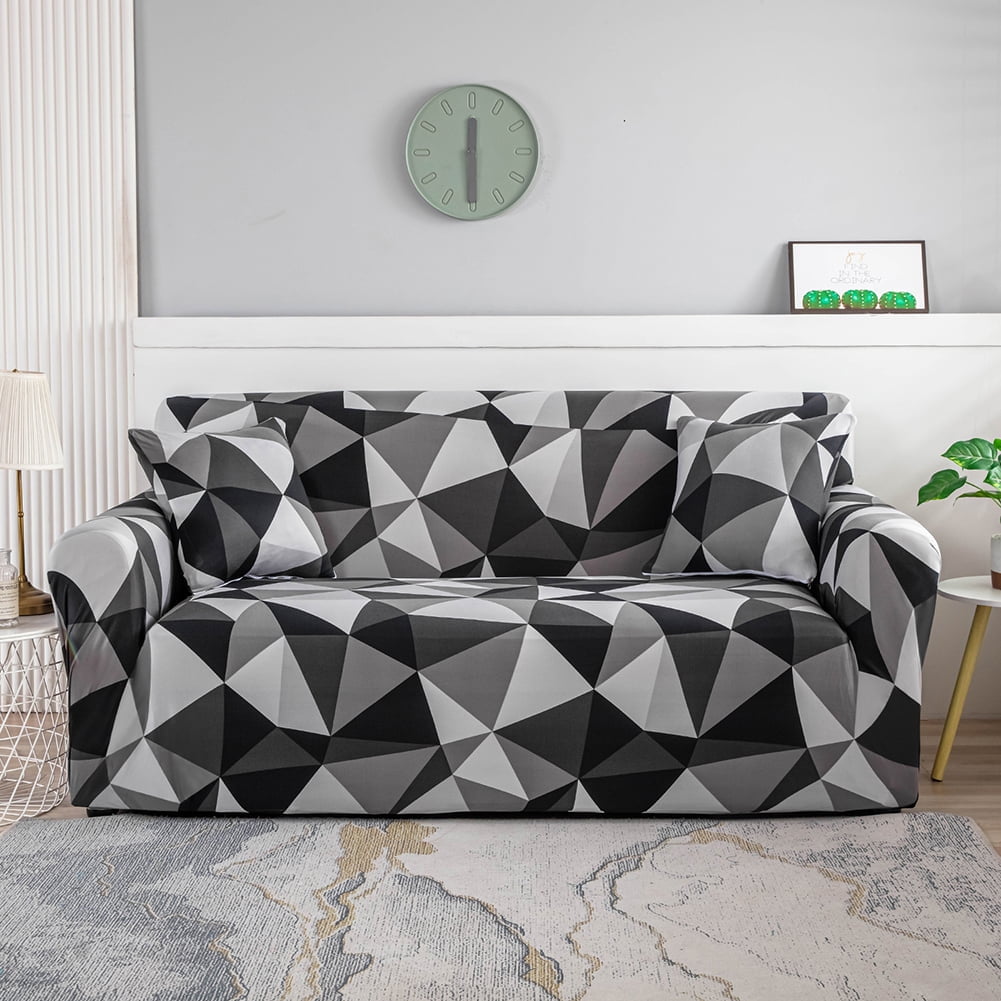 1 2 3 4 Seater Printed Sofa Cover Couch Slipcover, Elastic Stretch Armchair / Loveseat / Couch Sectional Sofa Slipcover Furniture with 1 Pillowcase Protector Dog Pet