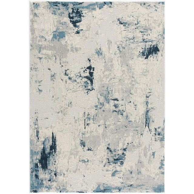 Rug Branch Vogue 2' x 2' (Exact Size: 2'3" x 2') Abstract Indoor Doormat Rug, Blue Cream, Contemporary - Entryway, Hallway, Bathroom, and Kitchen