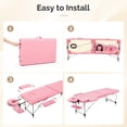 thumbnail image 3 of Ktaxon Portable Massage Table, 84" 2-Fold Adjustable Bed with Carry Bag, Steel, Pink, 3 of 8