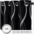 thumbnail image 5 of Black Blackout Striped Pattern Curtains for Living Room 84 inch Long 2 Panels Set, Noise Reducing Thermal Insulated Wave Line Foil Print Bedroom Drapes for Patio Sliding Glass Door (52 x 84), 5 of 10