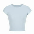 thumbnail image 4 of Lixiuxyad Women T-Shirt Women's Workout Shirts Athletic Compression Tee Yoga Gym Basic Tops,Blue, 4 of 4