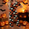 thumbnail image 3 of Women's Halloween Loungewear Set Short Sleeve Crew Neck Top and Capri Pants with Pockets All Over Ghost Pattern Breathable Soft Pajama Set for Daily Casual Wear Saffron M, 3 of 6