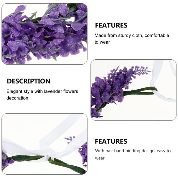 UNOMOR Bridal Flower Crown Lavender 1Set Elegant Style Accessory