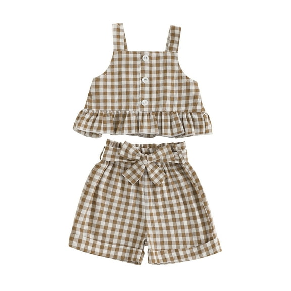 2Pcs Kids Little Girl Summer Outfits 4 5 6 Years Sleeveless Ruffle Tank Tops Crochet Flower Shorts Set Clothes