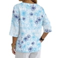 thumbnail image 2 of Xoenoiee Dandelion Flower Print Button Down Shirts for Women Summer 2026 Cotton Linen V Neck 3/4 Sleeve Tops Loose Vacation Beach Blouses Tunic, Size 2XL, 2 of 7