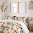 thumbnail image 2 of Ambesonne Retro Down Alternative Quilt Comforter, Lily Blossoms and Leaves Art, Twin XL, Orange Umber and Khaki, 2 of 5