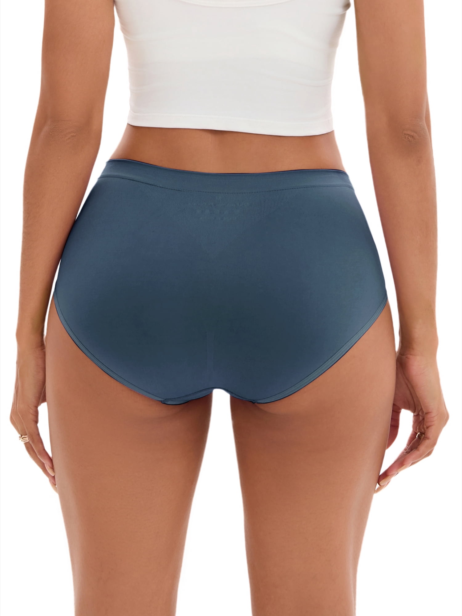 Unique Bargains Women's High-Waisted Briefs Butt Lifter Full-Coverage Panties L Dark Blue