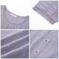 thumbnail image 4 of UVN Summer Shirts for Women Short Sleeve Blouses Ladies Crewneck Lace Crochet Tops Dressy Chiffon Blouses, 4 of 7
