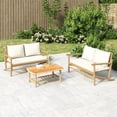 thumbnail image 1 of vidaXL 2 Piece Garden Lounge Set with Cream White Cushions Bamboo, 1 of 5