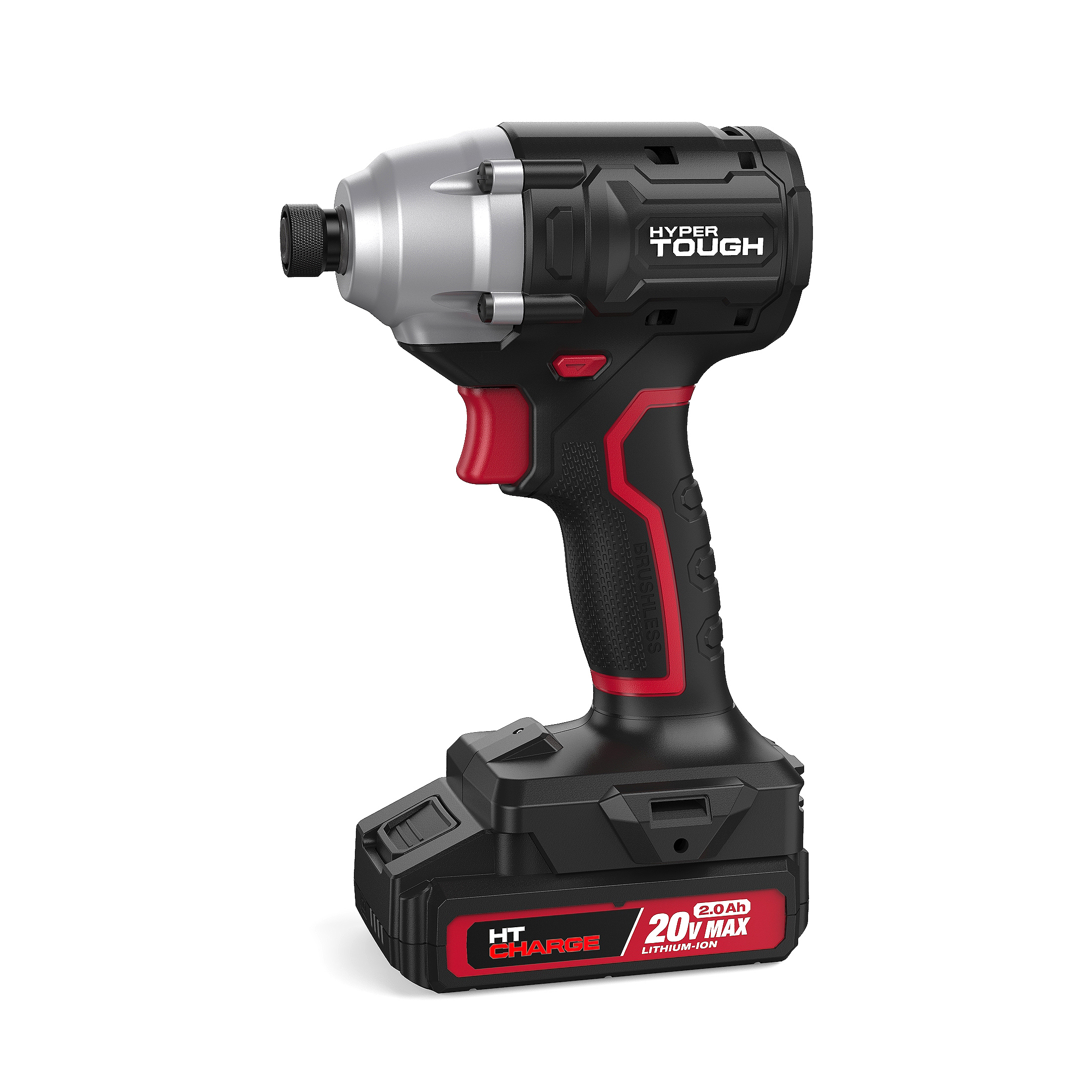 Atornillador de impacto Hyper Tough de 20V sin escobillas con batería de 2.0Ah de iones de litio y cargador, tamaño de portabrocas hexagonal de 1/4 de pulgada, 22006.2 3