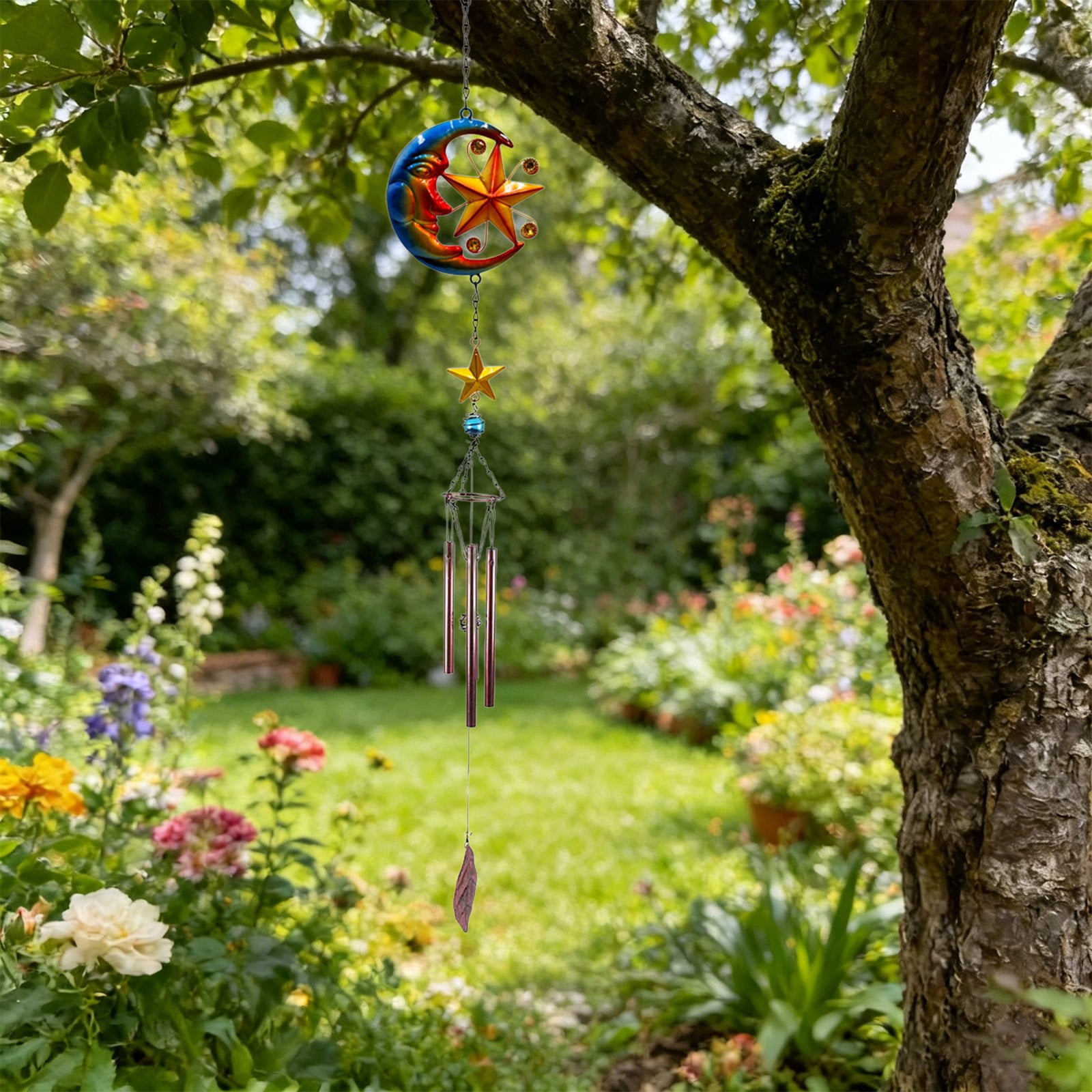 SSZMDLB Wind Chime Iron Art Crafts Pendant, Handcrafted Metal Wind Chimes for Outdoor Garden Decoration, Hanging Bell Windchime for Patio Porch Home Decor, Artistic Pendant Ornaments