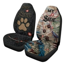 Uorisanigo Car Seat Covers Front Seats Only, Easy to Install Seat Cover Set, Accessories Auto Trucks Van SUV, 2 Packs Funny Dog Side and My Side Automotive Seats Cover