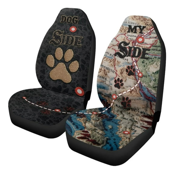 Uorisanigo Car Seat Covers Front Seats Only, Easy to Install Seat Cover Set, Accessories Auto Trucks Van SUV, 2 Packs Funny Dog Side and My Side Automotive Seats Cover