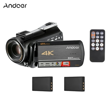 Optical Zoom Face Detection - Andoer AC5 4K UHD 24MP Digital Video Camera Camcorder Recorder DV 3.1 Inch IPS Touchscreen 12X Optical Zoom Time-Lapse Face Detection Anti-shake WiFi Connection
