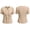 Khaki, variant on Kaemgyyd Shirts for Women Dressy Ruffle Front Round Neck Top Button up Short Sleeve Business Casual Summer Blouse