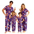 thumbnail image 6 of Halloween Pajamas for Family, Family Halloween Pajamas Matching Sets, Halloween Matching Family Pajamas Purple Witch Hat Ghost Pumpkin Print Short Sleeve Set for Fall Festival, 6 Years, 6 of 7