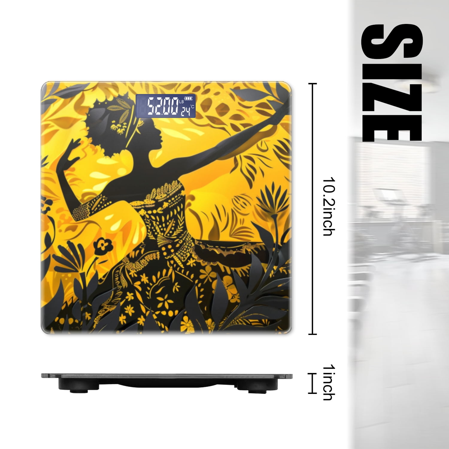 Bathroom Scale, Highly Accurate Digital Body Scale,Precisely Measures Weight up to 400 lbs-Black Woman Ballerina In The Style Of Art