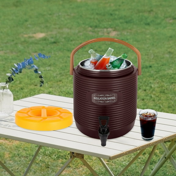 Modern Brown Hot and Cold Drink Dispenser, Insulated Beverage Dispenser, Insulated Container with Faucet 3.43gal